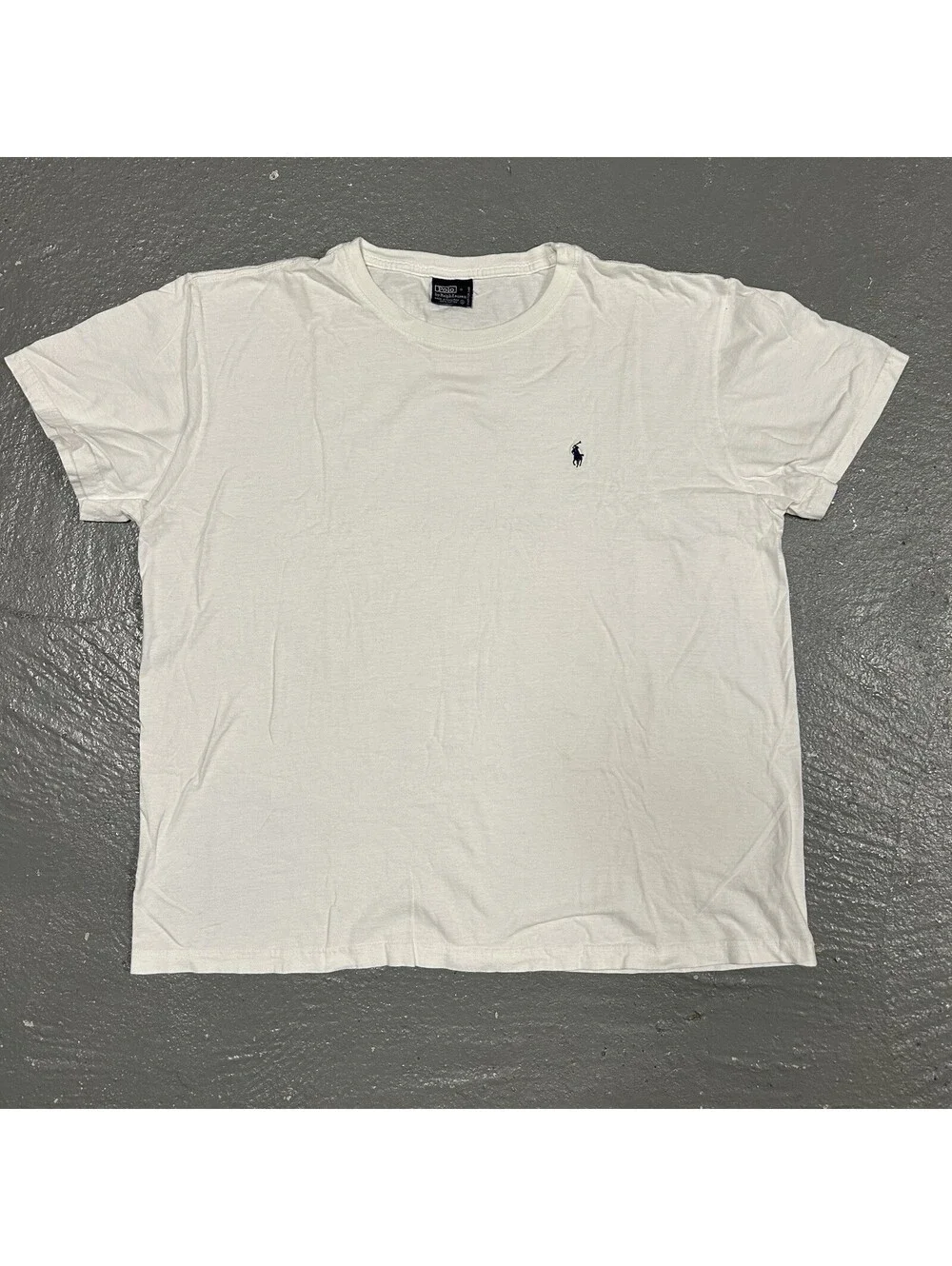 VINTAGE Polo Ralph Lauren Logo Cotton Plain White T-Shirt Size XL